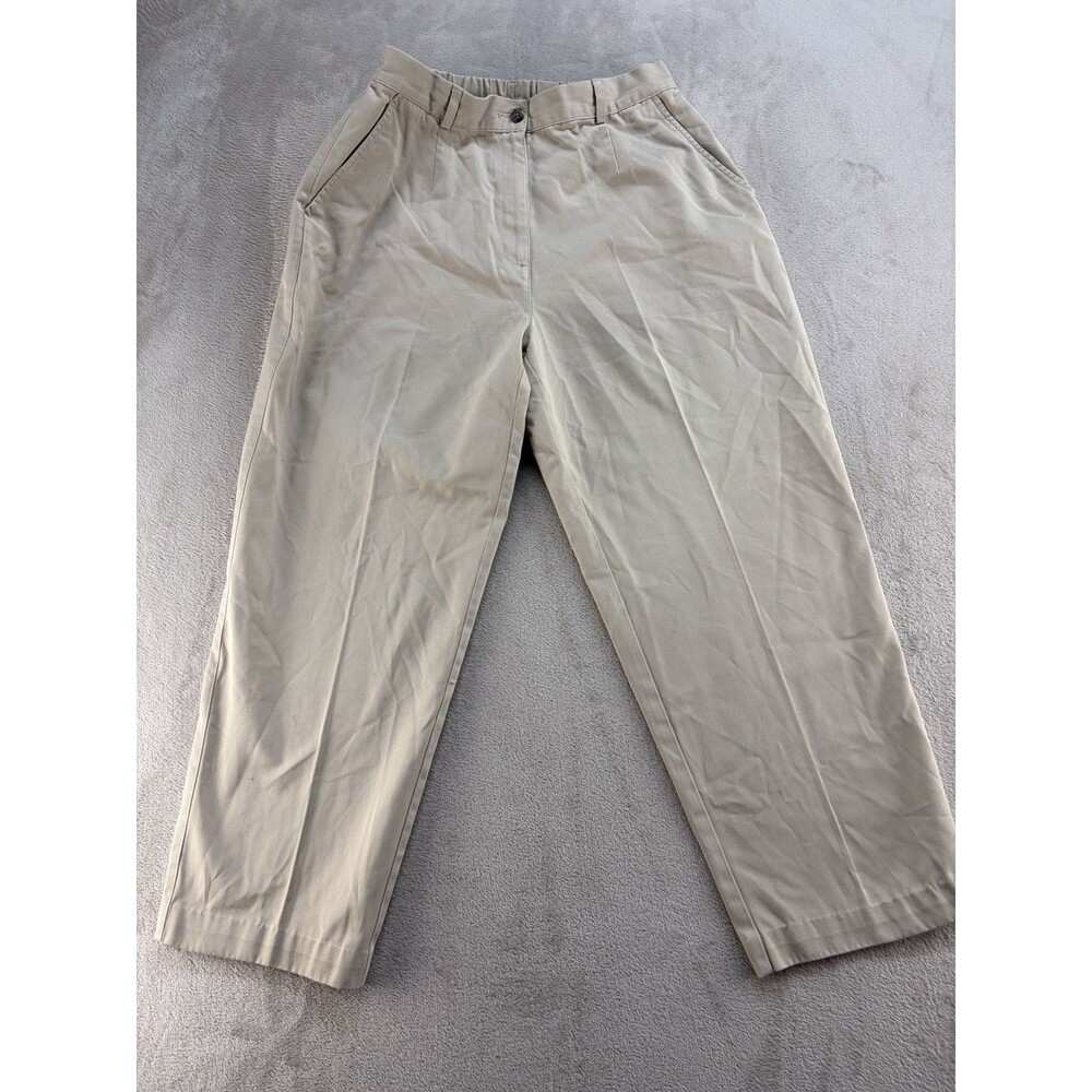 LL Bean Classic Fit Khaki Chino Pants Womens 12 Petite Beige Cotton